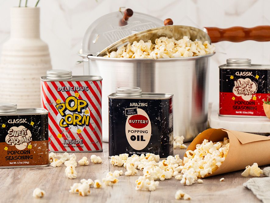 Retro Tins Popcorn & Seasoning Gift Set