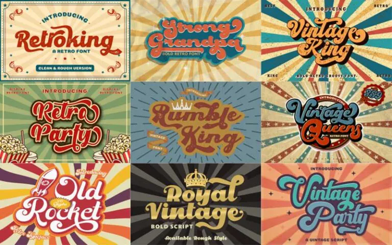 Collage of  vintage fonts