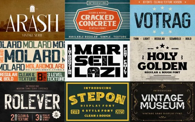 Collage of vintage Typeface