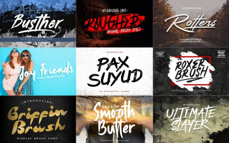 collage of Brush Fonts