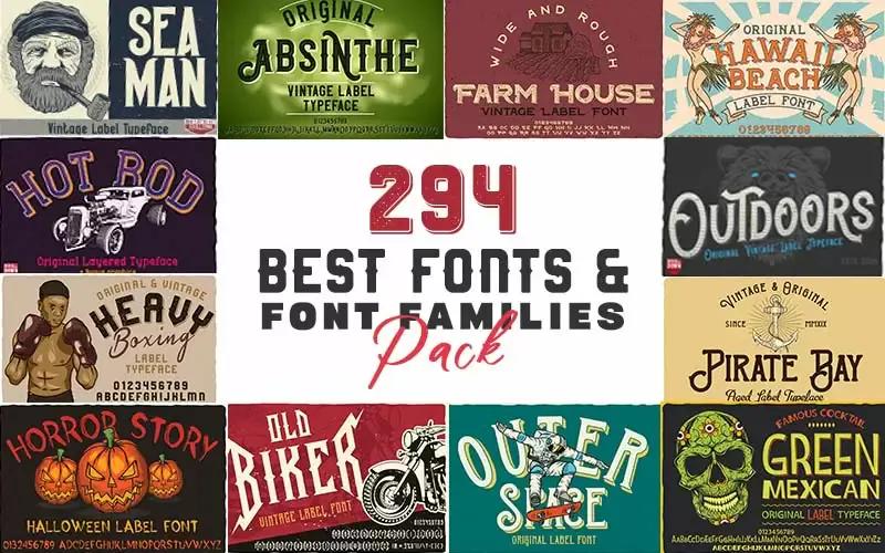 294 Best Fonts & Font Families Pack