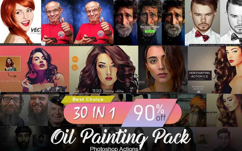 30 In 1 Oil Painting Photoshop Effects