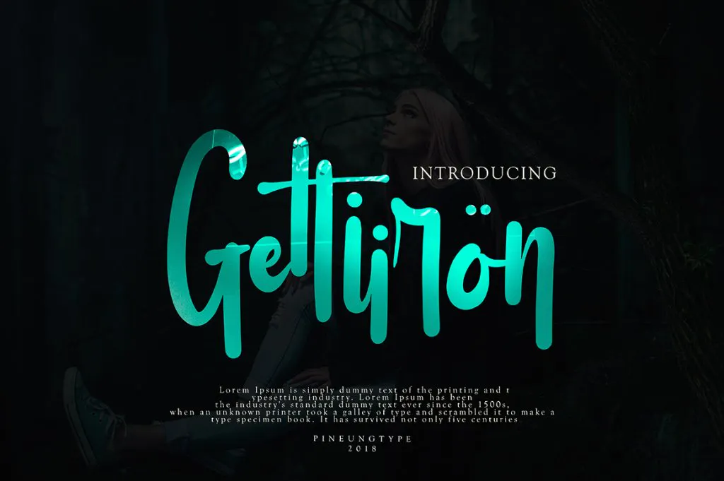 Preview Of Gettiron Font Included In The Bundle
