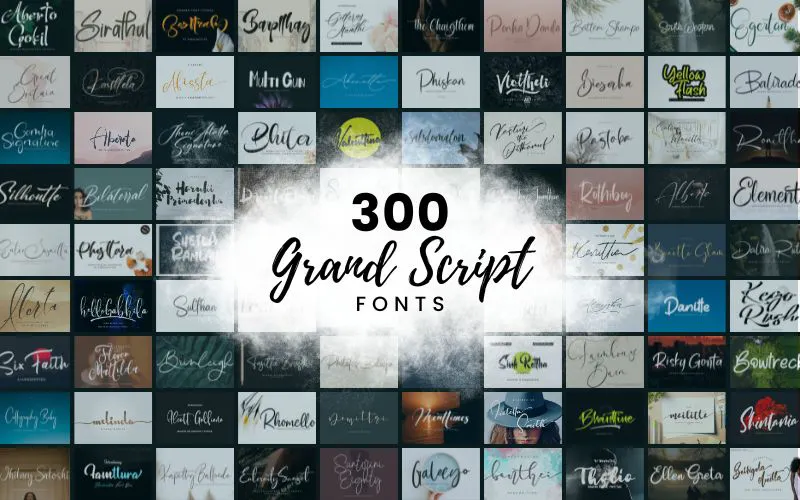 300 Grand Script Fonts Bundle