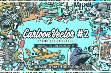 100 Cartoon T-Shirt Designs Bundle