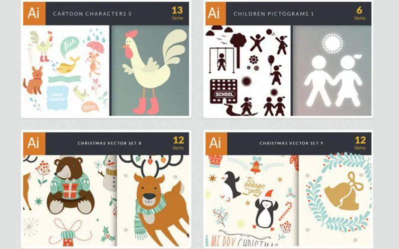 A collage of design elements included in the bundle.