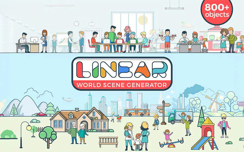 Linear World Scene Generator - 800+ Illustrations