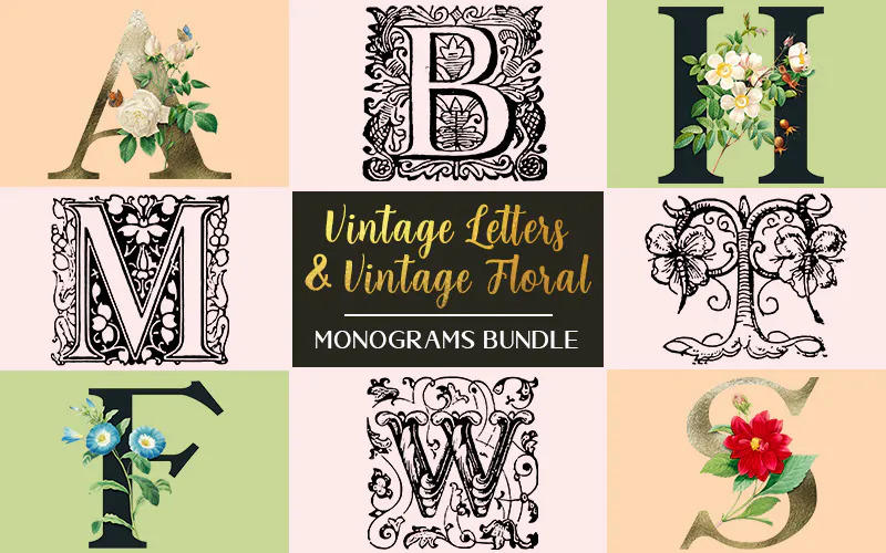 2800+ Vintage Letters & Vintage Floral Monograms Bundle