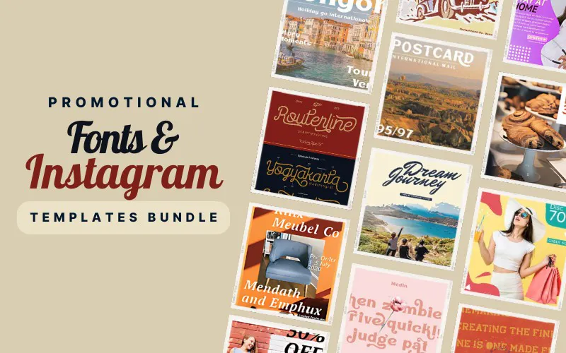 Promotional Fonts And Instagram Templates Bundle