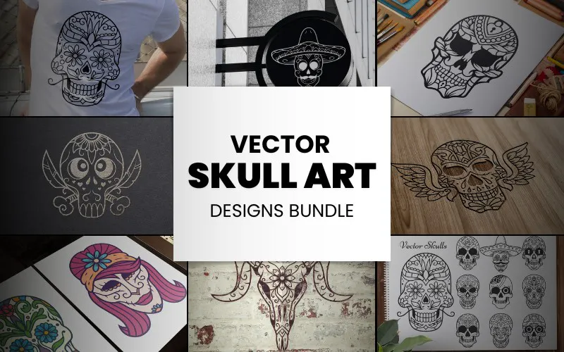 50 Vector Skull Art Designs Bundle