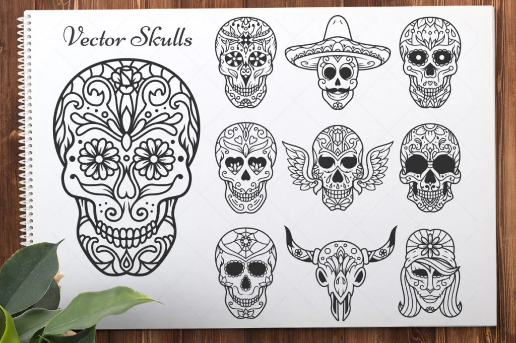 50 Vector Skull Art Designs Bundle