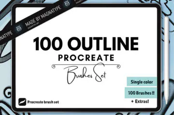 100 Outline Procreate Brushes Set