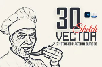 30 Vector Sketch Photoshop Actions Bundle