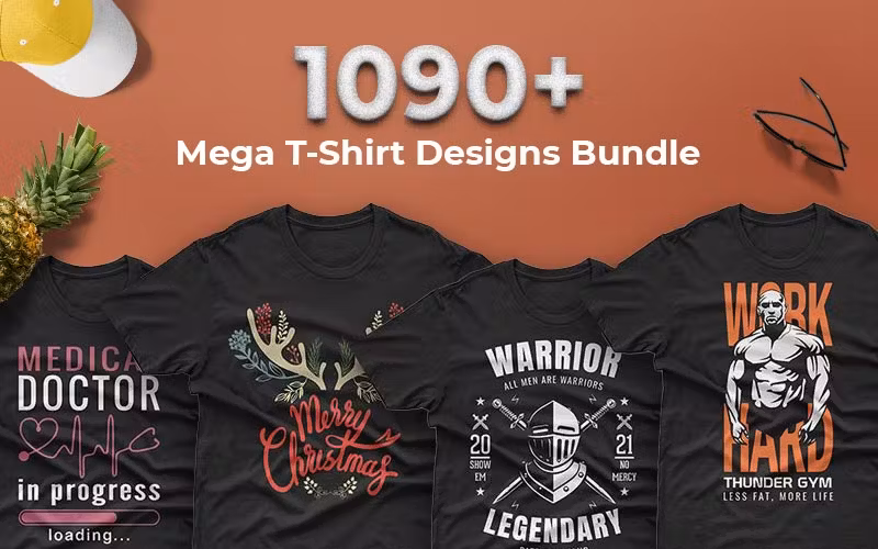 1090+ Mega T-Shirt Designs Bundle