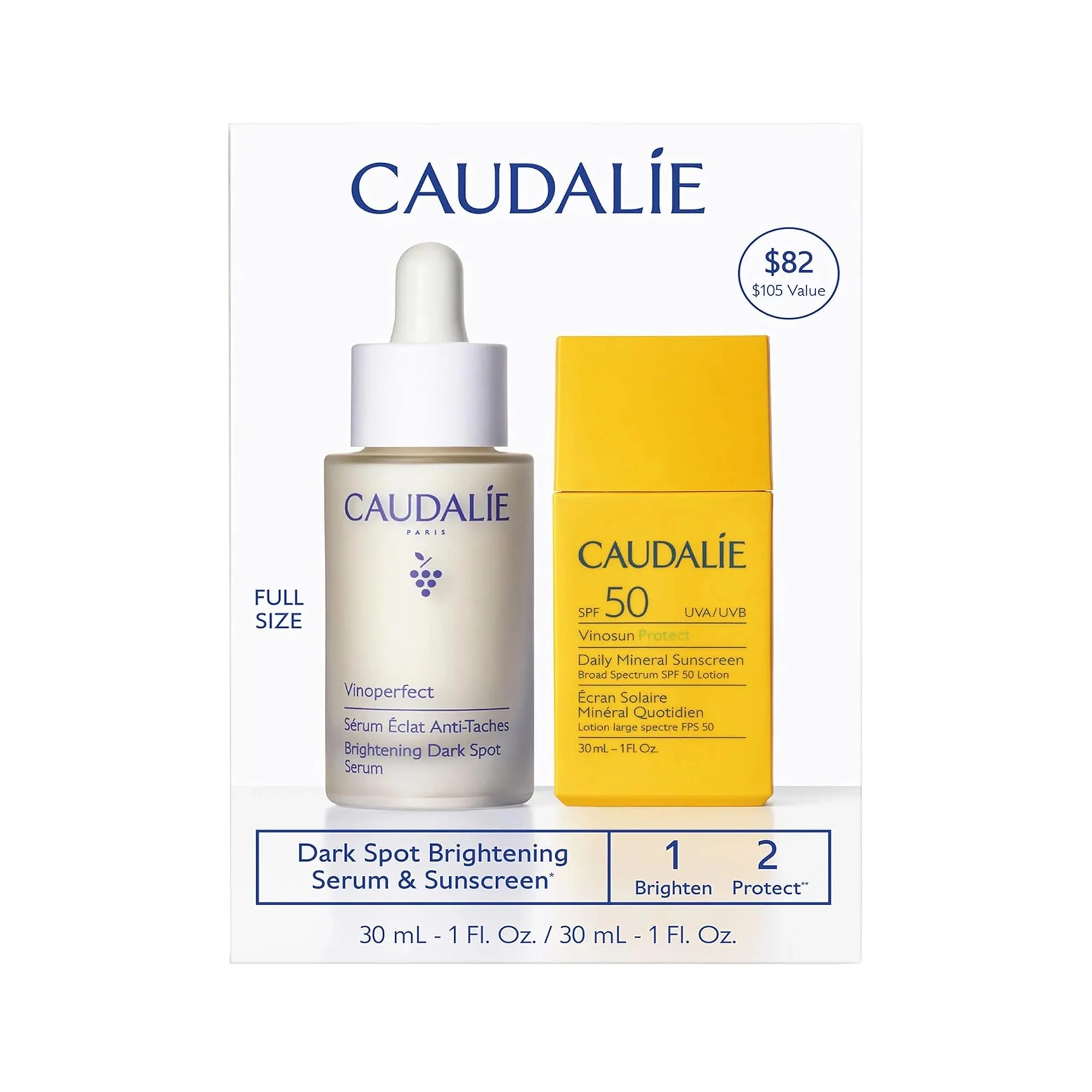 Image of Caudalie Vinoperfect Dark Spot Brightening Serum & Sunscreen SPF 50 Set