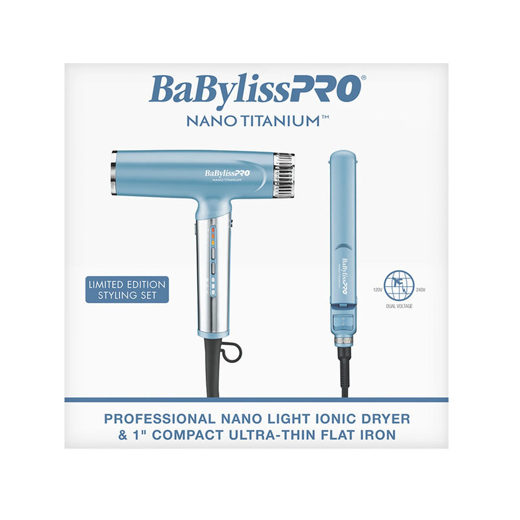 Image of BaBylissPRO Nano Titanium Light Dryer & 1" compact Flat Iron Value Pack BNTPP79-HOL25