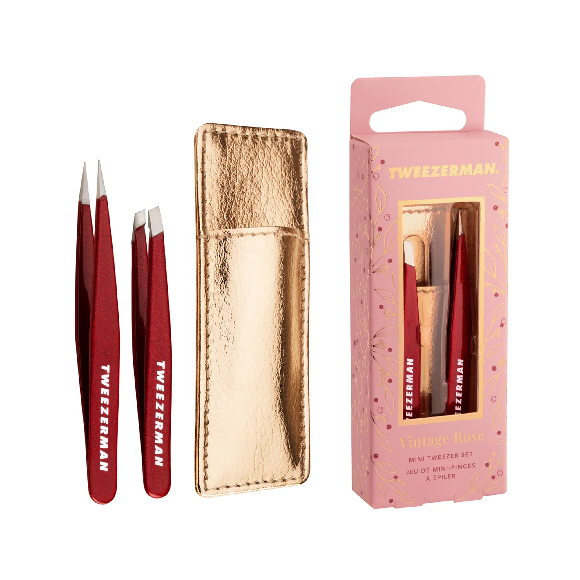Image of Tweezerman Vintage Rose Mini Tweezer Set with Case