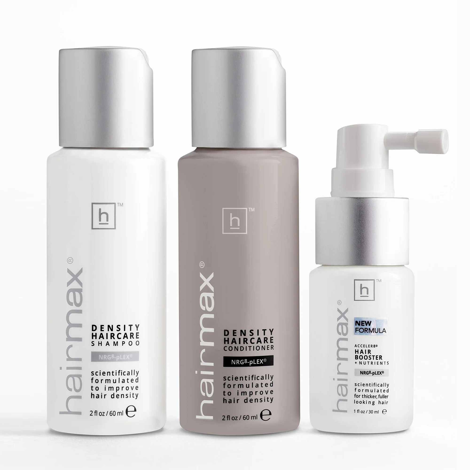 Image of HairMax Density 3pc Starter Kit Shampoo, Conditioner and Acceler8 Hair Booster + Nutrients