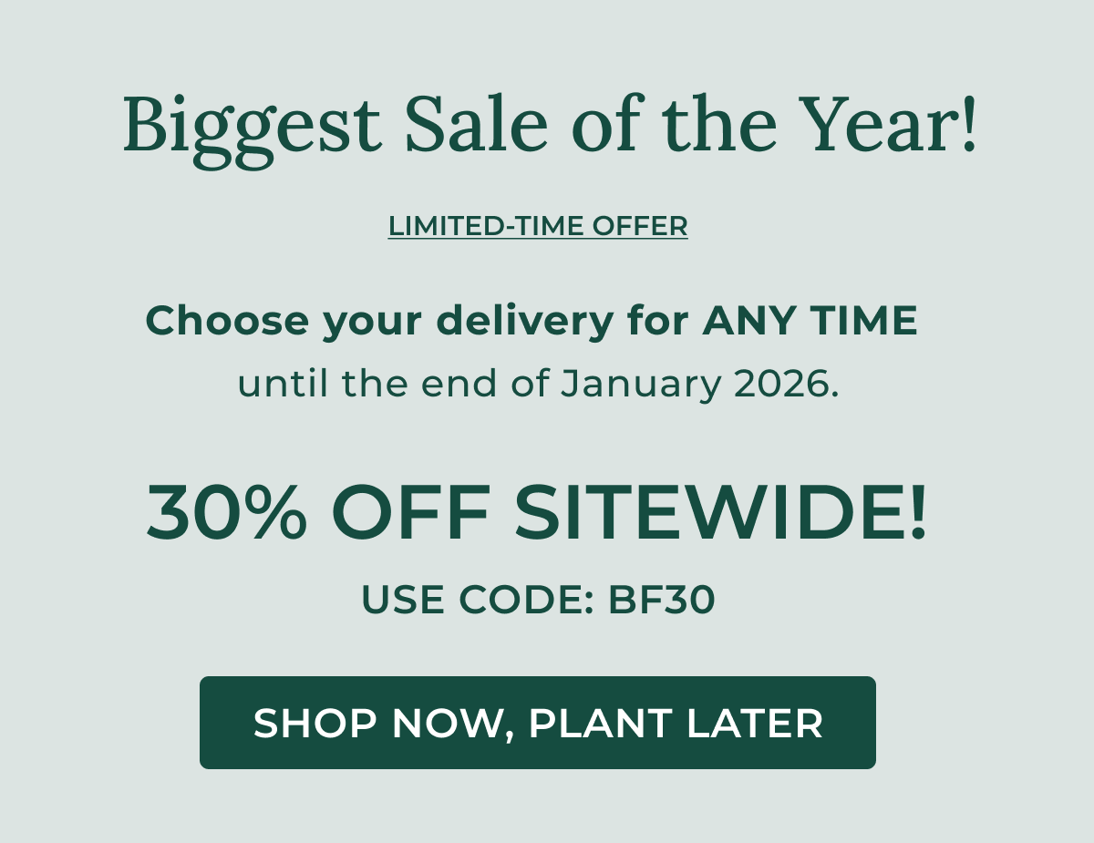 Biggest Sale of the Year! LIMITED-TIME OFFER  Choose your delivery for ANY TIME until the end of January 2026.