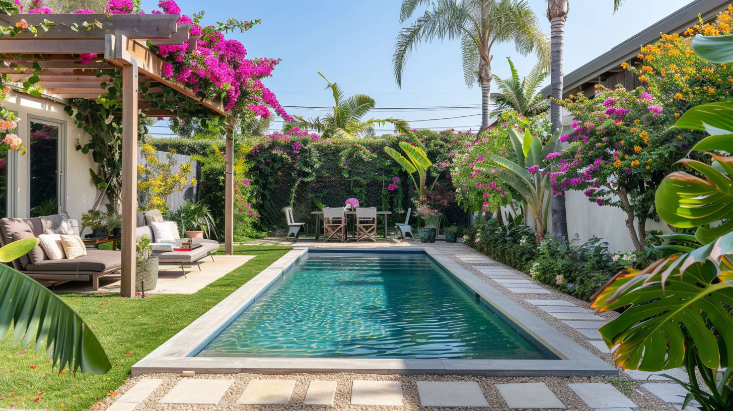 Tropical backyard getaway garden