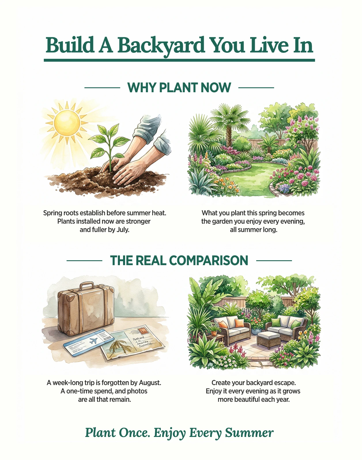 Why Plant Now? Spring is the best planting window in California — plant once, enjoy every summer after.