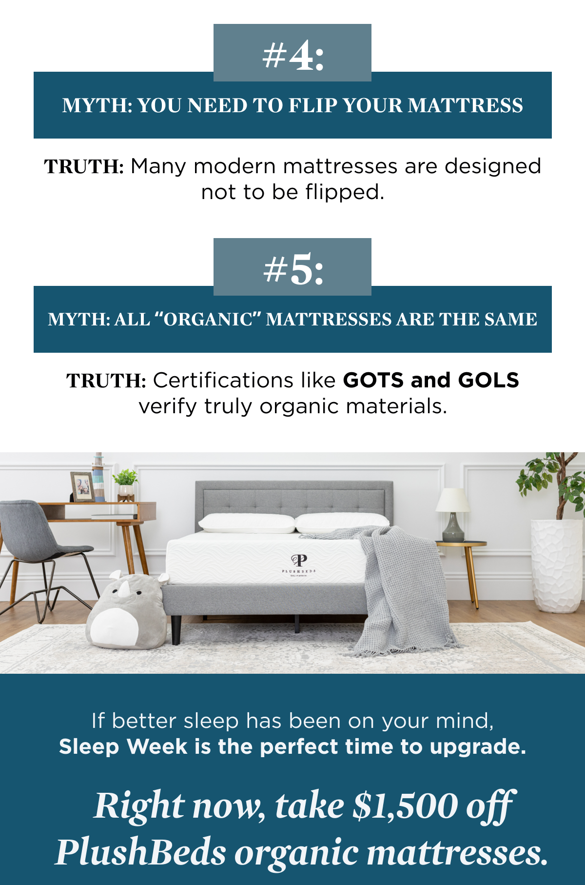 Right now, take 1500 off PlushBeds organic mattresses
