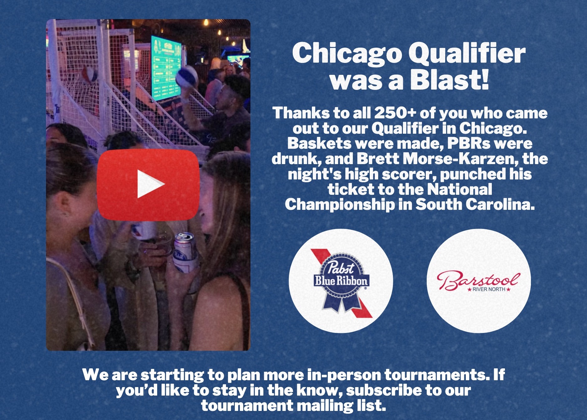 Chicago Qualifier was a Blast! Thank you to all 250+ of you who came out to our Qualifier in Chicago. Subscribe to our tournament mailing list for more information on in-person tournaments!
