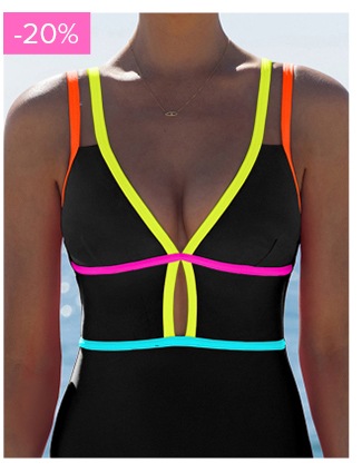 Popvil Color Block Bandage Design Sweet One Pieces