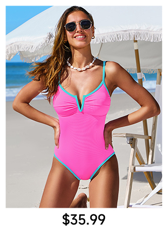 Popvil Eco-Friendly Special Material Color Contrast Patchwork One Pieces
