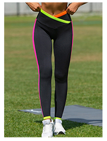Popvil Color Bloack Wrap Black Sports Leggings
