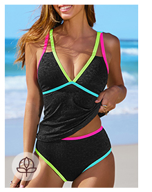 Popvil Eco-Friendly Chic & Secure Color-Contrast Tankini Set