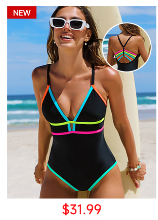 Black Sport Colorblock One-Piece Swimsuit