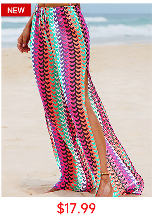 Rainbow Wave High-Slit Beach Pants
