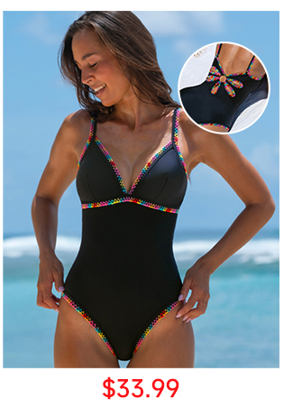 Black Clam-Shell Trim One-Piece