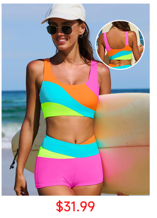 Sporty Color Block Bikini Set