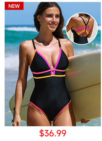 Strappy Back Colorblock One-Piece Swimsuit
