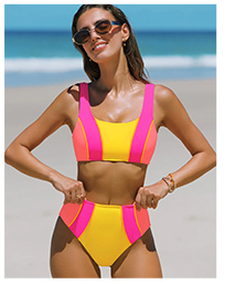 Colorblock High Waist Bikini Set
