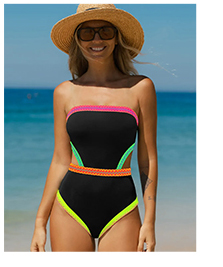 Colorblock Cut-Out Lace-Up One-Piece