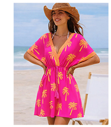 Flower Print Lace Up Chiffon Cover-Ups