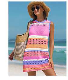 Crochet Open-Back Swim Cover-Up Dress