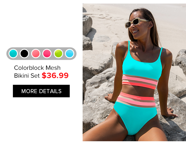 Colorblock Mesh Bikini Set