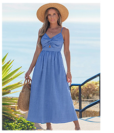 Twist-Front Back-Tie Midi Dress