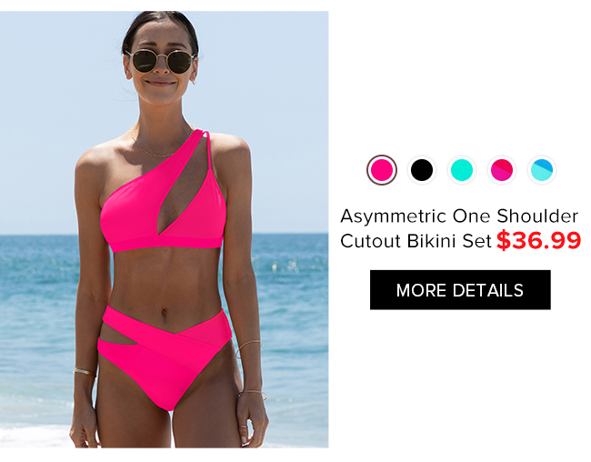 Asymmetric One Shoulder Cutout Bikini Set