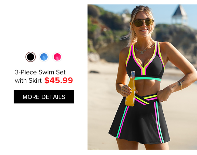 3-Piece Swim Set with Skirt