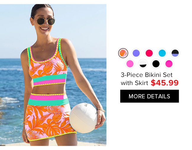 3-Piece Bikini Set with Skirt