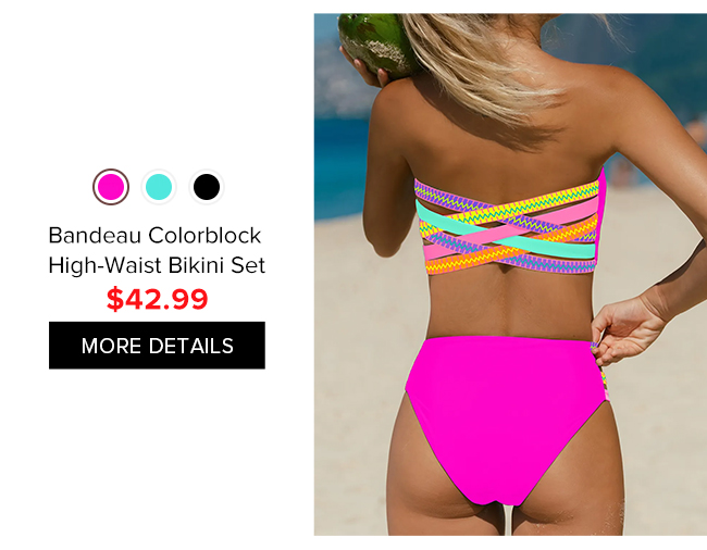 Bandeau Colorblock High-Waist Bikini Set