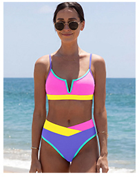 Classic V-Wire Crisscross Back Bikini Set（with Sewn-In Cups）