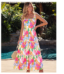 Tropical Print Maxi Dress