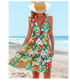 Print Sleeveless Vacation Mini Dress