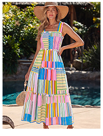 Patchwork Stripe Maxi Dress